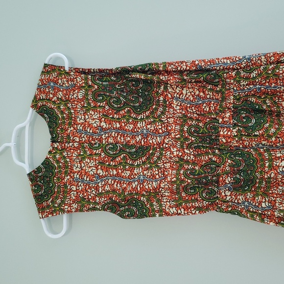 D'iyanu Wrap Romper Shorts Small Orange Green African Print Sleeveless Cotton - Picture 8 of 16